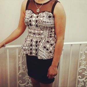 Black and white peplum dress